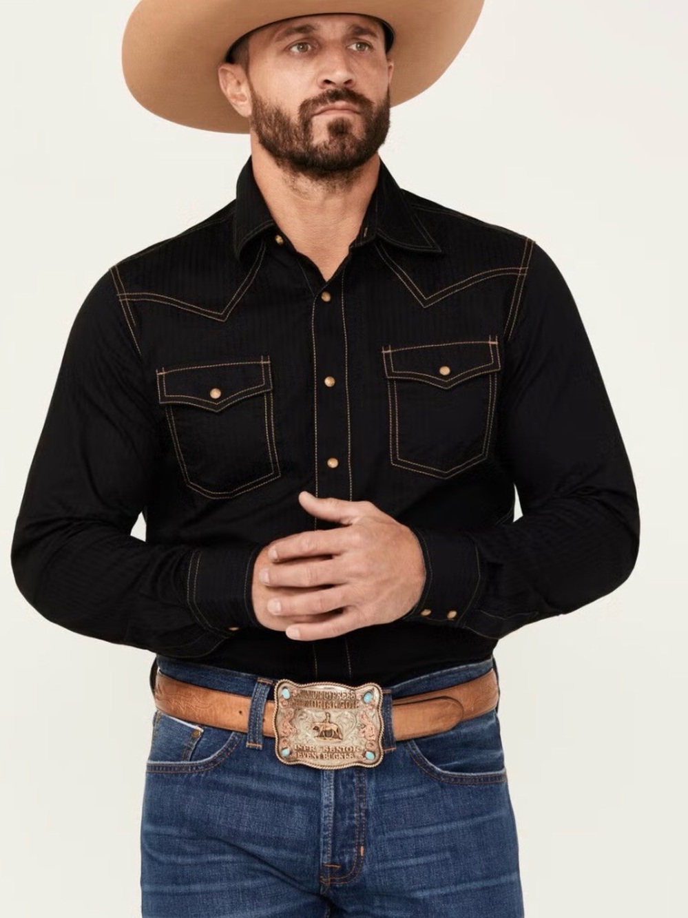 Wrangler retro PREMIUM mens solid long sleeve western shirt Sz L
